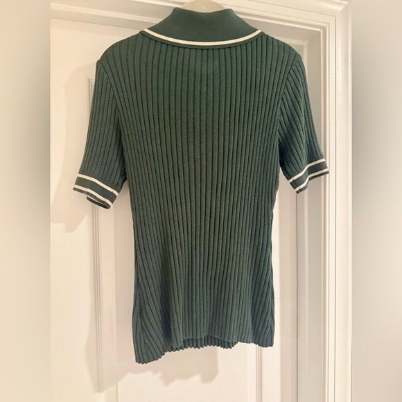 Varley Ribbed Napier Polo Knit T-Shirt Sweater - Picture 5 of 9